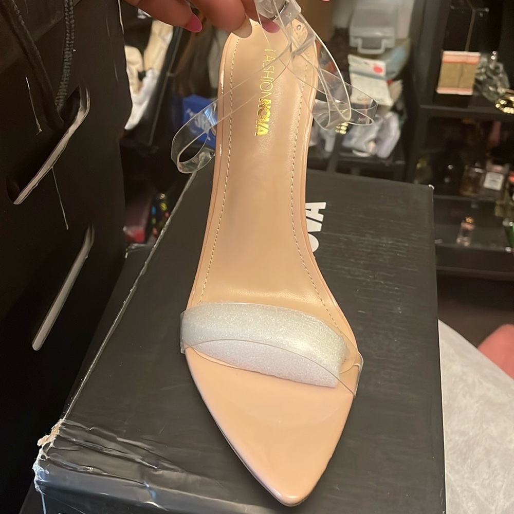 Fashion Nova Tan Cream Stiletto Heels